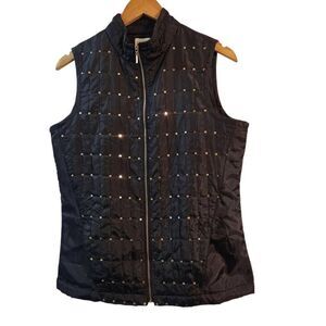 Chico's full zip vest black quilted sequin size 0 small 4